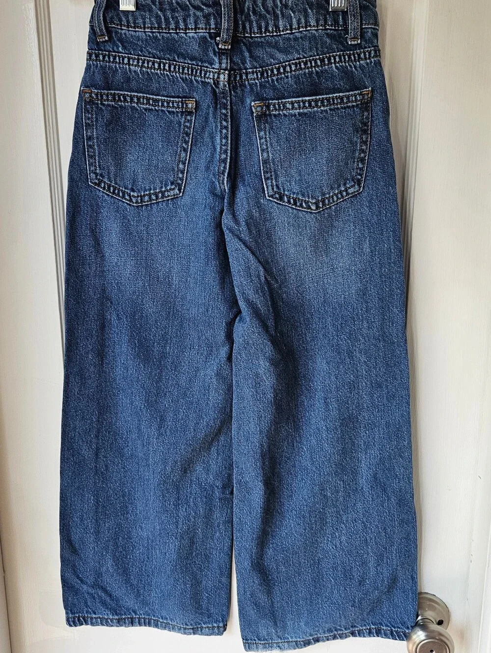 Wonder Nation Girls’ Baggy Wide Leg Jeans Size 7 Medium Wash 100% Cotton